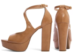 Sandália Meia Pata Feminina Salto Alto - Caramelo na internet