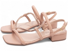 Sandália Feminina Salto Baixo Torricella Rose Strass - netpizante