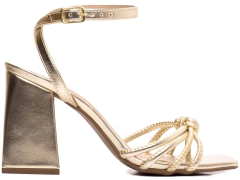 Sandália Feminina Salto Bloco Torricella Dourado - loja online