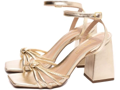 Sandália Feminina Salto Bloco Torricella Dourado na internet