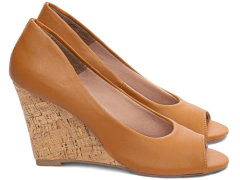 Sapato Anabela Feminino Plataforma Caramelo - netpizante