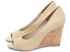 Sapato Anabela Feminino Plataforma Cortiça Bege -Frete Grátis Por Região na internet