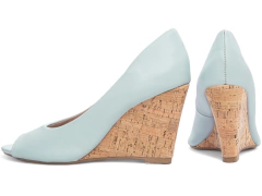 Sapato Anabela Feminino Plataforma Cortiça Azul Claro - comprar online