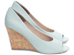 Sapato Anabela Feminino Plataforma Cortiça Azul Claro - netpizante