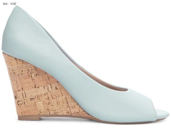 Imagem do Sapato Anabela Feminino Plataforma Cortiça Azul Claro