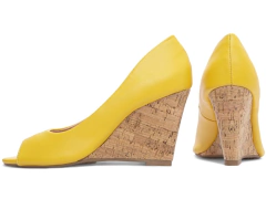 Sapato Anabela Feminino Plataforma Cortiça Amarelo-Frete Grátis Por Região - comprar online