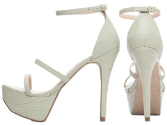 Sandália Feminina Meia Pata Da Festa Salto: Fino com 13 cm de Altura Croco Verde - comprar online