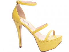 Sandália Feminina Meia Pata Da Festa Salto: Fino com 13 cm de Altura Croco Amarelo