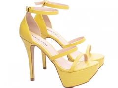 Imagem do Sandália Feminina Meia Pata Da Festa Salto: Fino com 13 cm de Altura Croco Amarelo