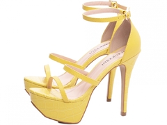 Sandália Feminina Meia Pata Da Festa Salto: Fino com 13 cm de Altura Croco Amarelo - netpizante