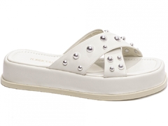 Sandália Plataforma Baixa Feminina Elegante Off White - comprar online