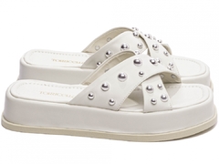 Imagem do Sandália Plataforma Baixa Feminina Elegante Off White