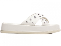 Sandália Plataforma Baixa Feminina Elegante Off White - loja online