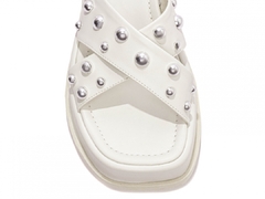 Sandália Plataforma Baixa Feminina Elegante Off White - netpizante