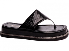 Sandália Plataforma Baixa Feminina Torricella Elegante Croco Preto - comprar online