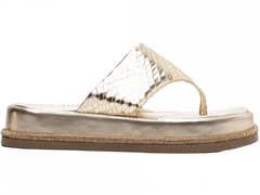 Sandália Plataforma Baixa Feminina Torricella Elegante Croco Dourado - netpizante