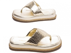 Sandália Plataforma Baixa Feminina Torricella Elegante Croco Dourado - comprar online