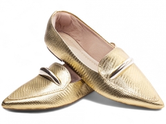 Sapatilha Feminina Elegante Bico Fino Scarpin Dourado