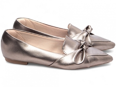 Imagem do Sapatilha Mocassim Feminino Bico Fino Prata Velho