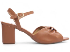 Imagem do Sandália Feminina Feminina Salto Médio Caramelo