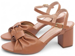 Sandália Feminina Feminina Salto Médio Caramelo - netpizante