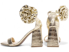 Sandália Feminina Salto Grosso Torricella Ouro Light na internet