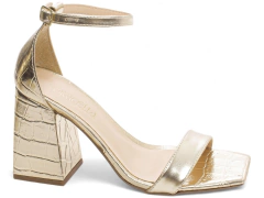 Sandália Feminina Salto Grosso Torricella Ouro Light - netpizante