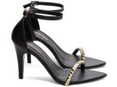 Sandália Feminina Elegante Salto Fino 9 cm de Altura - Preto - loja online