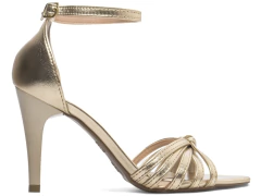 Imagem do Sandália Social Feminina Salto Fino Metalizado Ouro Light