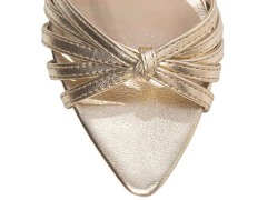 Sandália Social Feminina Salto Fino Metalizado Ouro Light