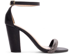 Sandália Feminina Social Salto Grosso Strass Prata na internet