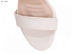 Sandália Feminina Salto Grosso Branco Noiva - netpizante
