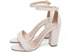 Sandália Feminina Salto Grosso Branco Noiva - comprar online