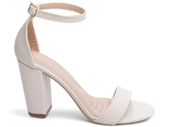 Sandália Feminina Salto Grosso Branco Noiva