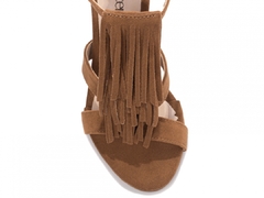 Sandália Feminina Torricella Salto Grosso Franja Camurça Caramelo - comprar online