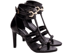 Sandália Torricella Elegante Salto Fino Preto Lançamento - loja online