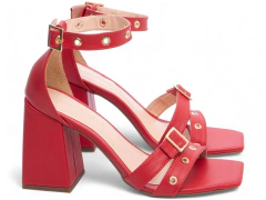 Sandália Feminina Salto Bloco Vermelho - netpizante