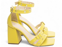 Sandália Feminina Salto Bloco Amarelo - netpizante