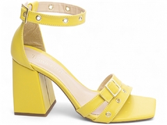 Sandália Feminina Salto Bloco Amarelo