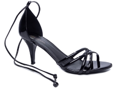 Sandália Feminina Salto Fino Médio Verniz Preto Tamanho Especial 40 ao 44 - comprar online