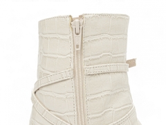 Bota Feminina Bico Fino Cano Médio Croco Off White - netpizante