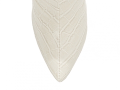 Bota Feminina Bico Fino Cano Médio Croco Off White - comprar online