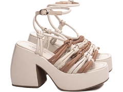 Sandália Feminina Anabela Lançamento Off White e Bege - comprar online