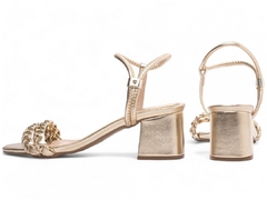 Sandália Feminina Dourado Salto Baixo - comprar online