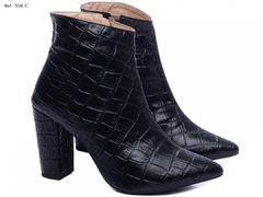 Bota Bico Fino Feminina 50B-C Croco Preto Torricella - loja online