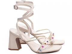 Imagem do Sandália Social Feminina Torricella Salto Grosso Off White