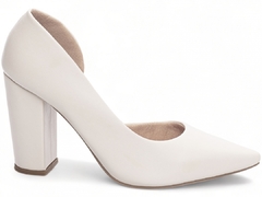 Sapato Scarpin Torricella Salto Bloco Aberto do Lado-Branco Noiva