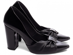 Sapato Scarpin Salto Grosso Material: Verniz Preto