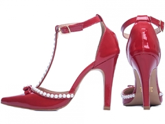 Sapato Scarpin Salto Fino Moda Festa Torricella Verniz Vermelho - netpizante