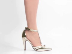 Sapato Scarpin Salto Fino Moda Festa Torricella Verniz Dourado - loja online